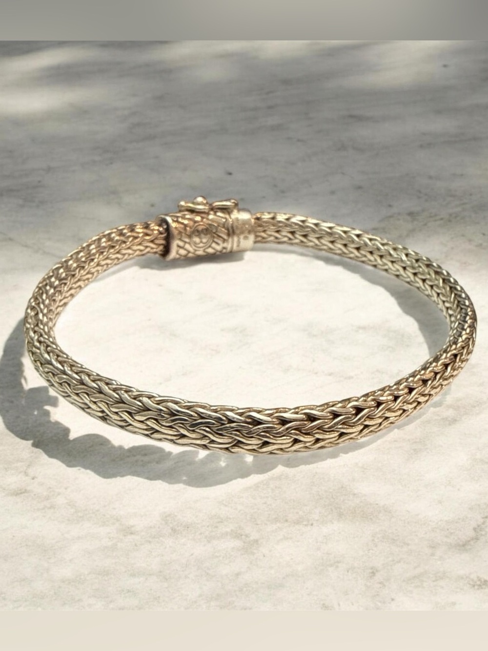Indonesian Sterling Silver Braided Rope Bracelet Size 9